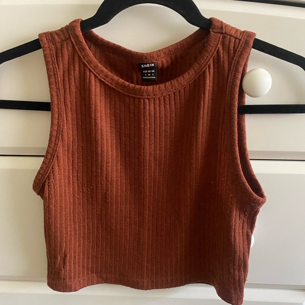 SHEIN Women's Cinnamon Ribbed Tank Top
